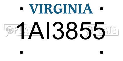 1AI3855 Virginia License Plate
