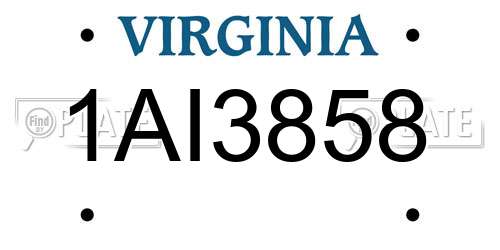 1AI3858 Virginia License Plate