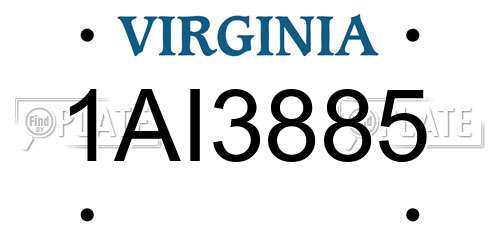 1AI3885 Virginia License Plate