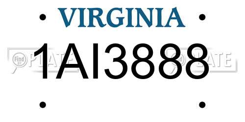 1AI3888 Virginia License Plate