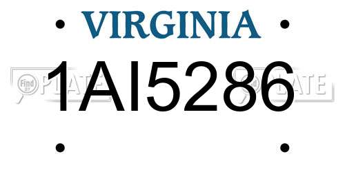1AI5286 Virginia License Plate
