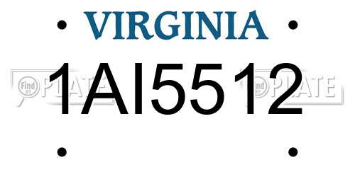 1AI5512 Virginia License Plate