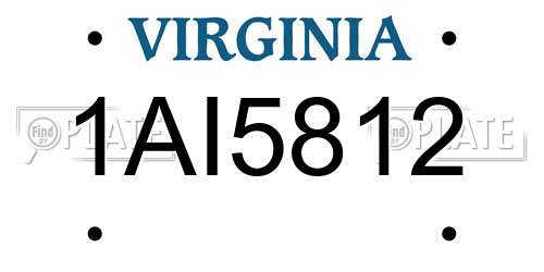 1AI5812 Virginia License Plate
