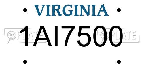 1AI7500 Virginia License Plate