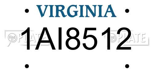 1AI8512 Virginia License Plate