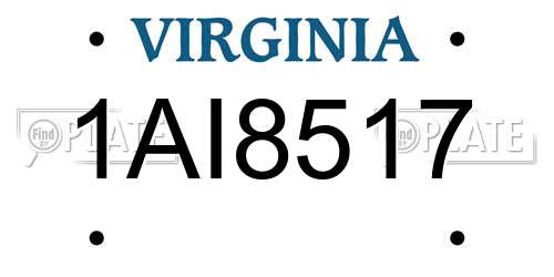 1AI8517 Virginia License Plate