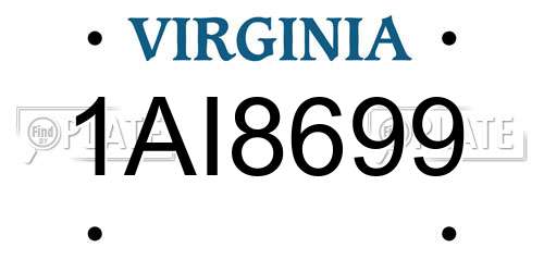 1AI8699 Virginia License Plate