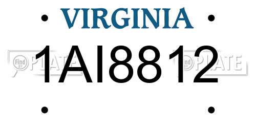 1AI8812 Virginia License Plate