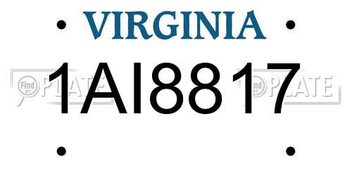 1AI8817 Virginia License Plate