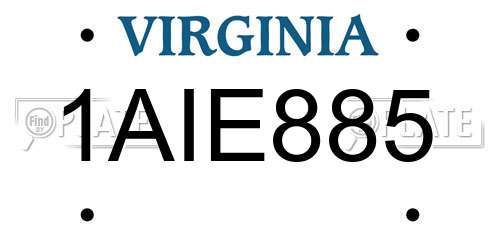 1AIE885 Virginia License Plate