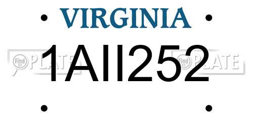 1AII252 Virginia License Plate