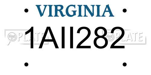 1AII282 Virginia License Plate