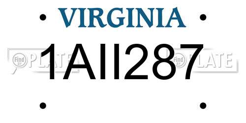 1AII287 Virginia License Plate