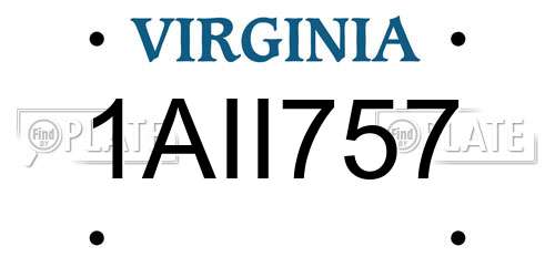 1AII757 Virginia License Plate