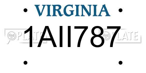 1AII787 Virginia License Plate