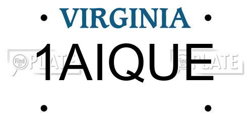 1AIQUE Virginia License Plate