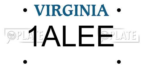 1ALEE Virginia License Plate