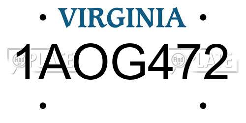 1AOG472 Virginia License Plate
