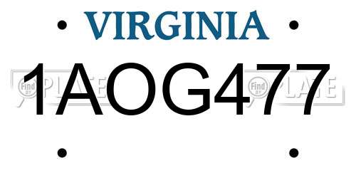 1AOG477 Virginia License Plate