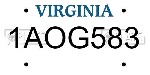 1AOG583 Virginia License Plate