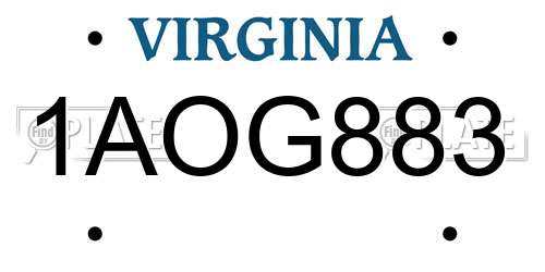 1AOG883 Virginia License Plate
