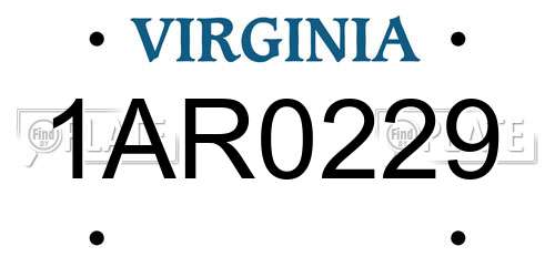 1AR0229 Virginia License Plate