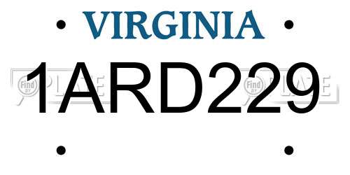 1ARD229 Virginia License Plate