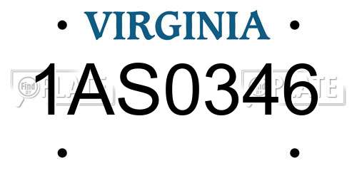 1AS0346 Virginia License Plate