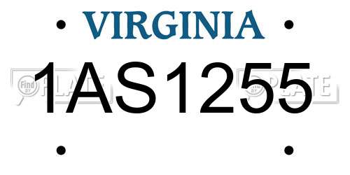1AS1255 Virginia License Plate