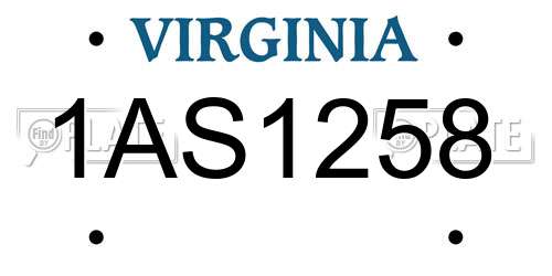1AS1258 Virginia License Plate