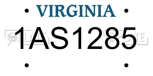 1AS1285 Virginia License Plate