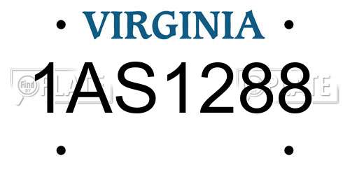 1AS1288 Virginia License Plate