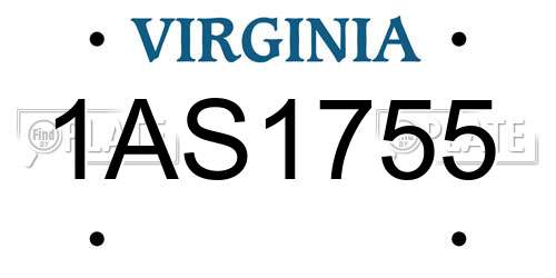 1AS1755 Virginia License Plate