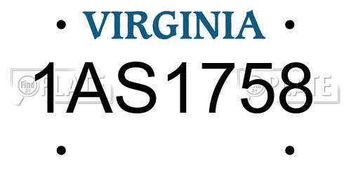 1AS1758 Virginia License Plate