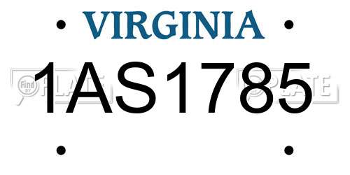 1AS1785 Virginia License Plate