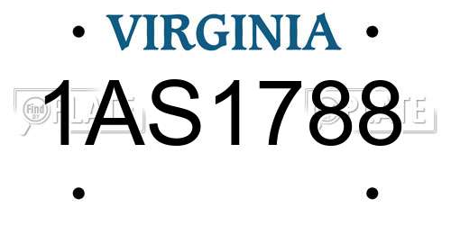 1AS1788 Virginia License Plate