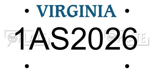 1AS2026 Virginia License Plate