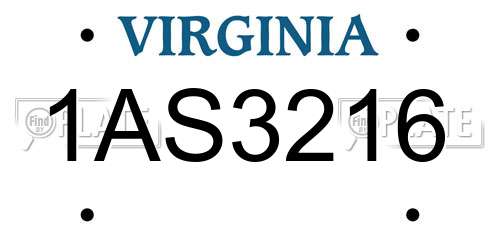 1AS3216 Virginia License Plate