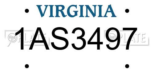 1AS3497 Virginia License Plate