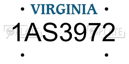 1AS3972 Virginia License Plate