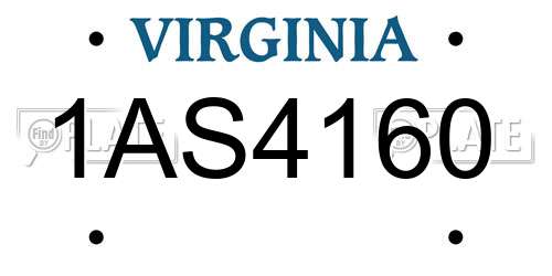 1AS4160 Virginia License Plate