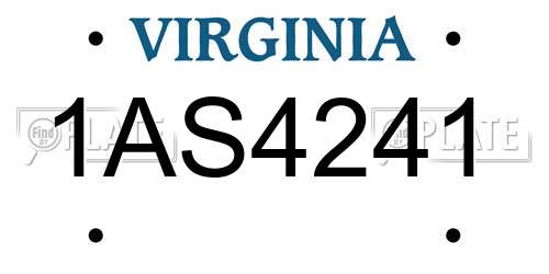 1AS4241 Virginia License Plate