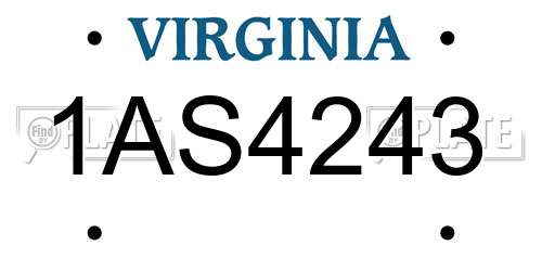 1AS4243 Virginia License Plate