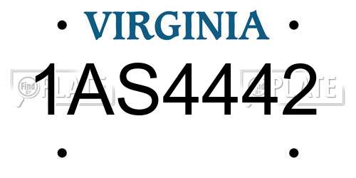 1AS4442 Virginia License Plate