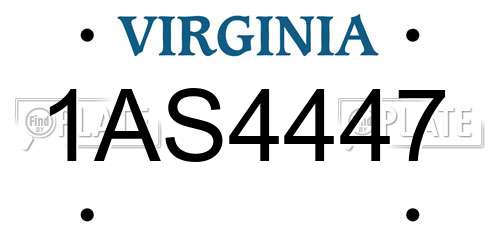 1AS4447 Virginia License Plate