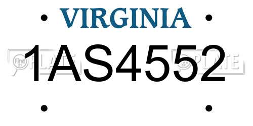 1AS4552 Virginia License Plate