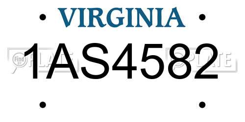 1AS4582 Virginia License Plate