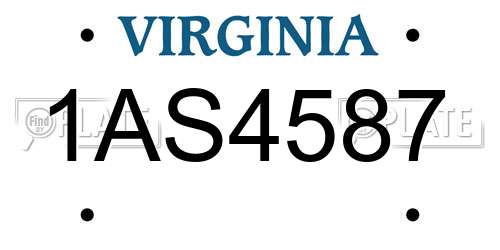 1AS4587 Virginia License Plate