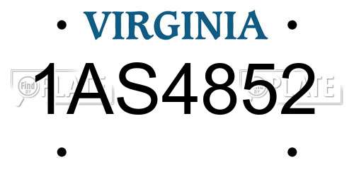 1AS4852 Virginia License Plate