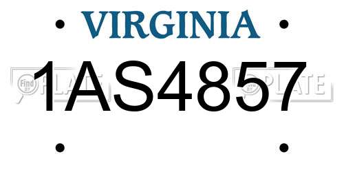 1AS4857 Virginia License Plate